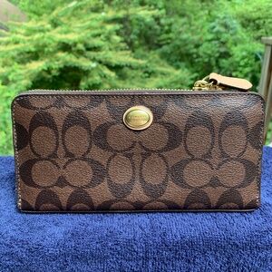 Coach double zip accordion wallet